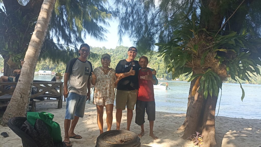 WAYAWtour team in pangempa island with guest during the togean Islands trip